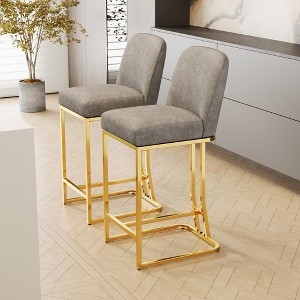 Gulches Modern Dining Bar Chairs Set of 2, Comfortable High Stools, Flexible Design, Black, Space-Saving - 1 of 4