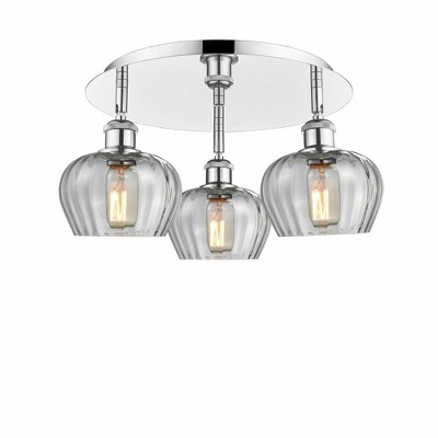Fenton - 3 Light Flush Mount In Art Deco Style-8 Inches Tall and 18.25 Inches Wide