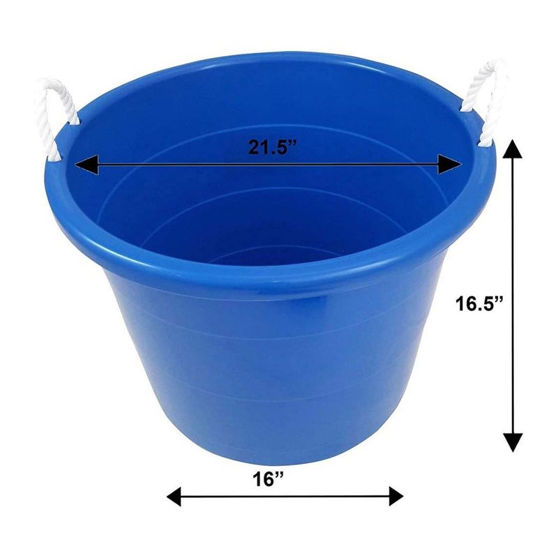 Homz 17-Gallon Plastic Multipurpose Utility Storage Bucket Tub with Strong Rope Handles for Indoor and Outdoor Use, Blue (4 Pack), 5 of 7