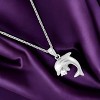 Slickblue Playful Dolphin Pendant – Matte Rhodium Plated, Clear CZ, 16" Necklace with 2" Extender for Women - 4 of 4