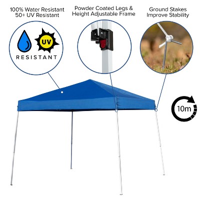 Blue 8'x8' Weather Resistant Pop Up Canopy Tent with Carry Bag