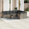 vidaXL 10 Piece Patio Sofa Set with Cushions Gray Poly Rattan - With Table - 2 of 4