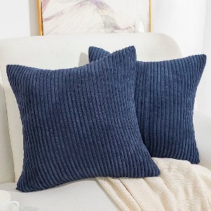 PiccoCasa Soft Corduroy Striped Cushion Decorative Throw Pillowcase 2 Pcs - 1 of 4
