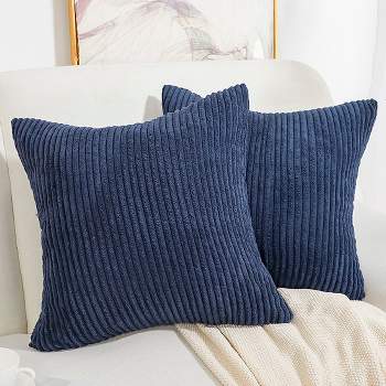 PiccoCasa Soft Corduroy Striped Cushion Decorative Throw Pillowcase 2 Pcs