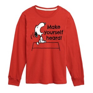 Boys' - Peanuts - Make Yourself Heard Long Sleeve Graphic T-Shirt - 1 of 4