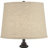 360 Lighting Lynn Modern Industrial Buffet Table Lamps 26" High Set of 2 Dark Bronze Metal Burlap Fabric Drum Shade for Bedroom Living Room Bedside - 2 of 4