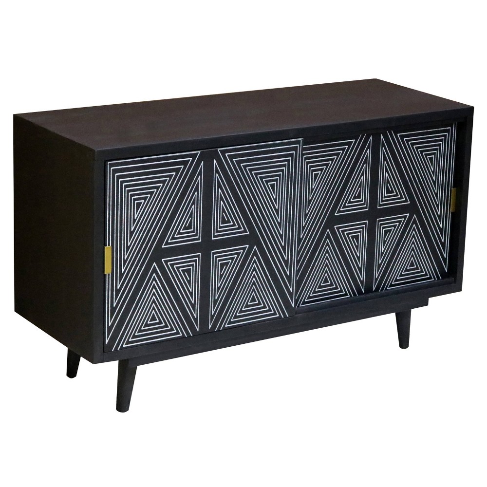 Photos - Storage Сabinet Amarily Storage Buffet with Sliding Doors Black - Furniture Of America