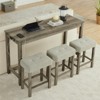 Aukfa 4-Piece Multi-Functional Dining & Bar Table Set with Built-in Power Outlet - Modern Space-Saving Solution for Living Rooms - 3 of 4