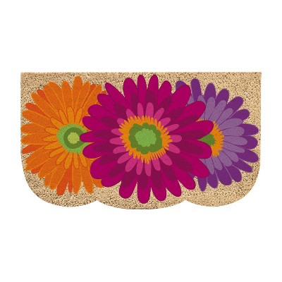 Evergreen Flag Gerbera Daisies Shaped Coir Mat 18 x 30 Inch Colorful Stylish and Durable Door and Floor Mat for Patio and Yard