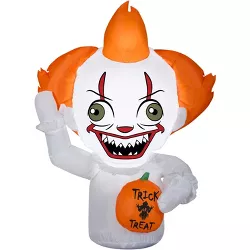 Gemmy Airblown Inflatable Pennywise CarBuddy, 3 ft Tall, White