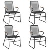 vidaXL 22.8x23.2x33.7 Inches Black PVC Rattan Garden/Patio Chairs with Solid Teak Wood, Weather-Resistant, Comfortable Seating Experience, Set of 4 - 2 of 4