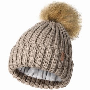 ZUPPAD Womens Winter Beanie Hat Fleece Lined Faux Fur Pom Pom Knitted Warm Beanie for Women Hats 1 Pack - 1 of 4