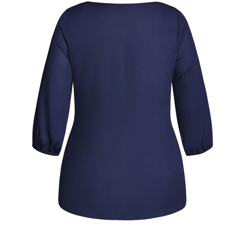 Women's Plus Size Sexy Fling Elbow Sleeve Top - navy | CITY CHIC, 5 of 6