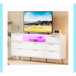 Spacious 8-Drawer Black Dresser with App-Controlled LED Lights & Built-in Charging Station – Ideal for Any Room - 1 of 4