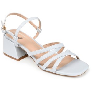 Journee Collection Womens Kempsy Open Square Toe Block Heel Sandals Blue 8 - 1 of 4