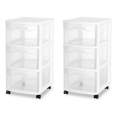 Sterilite Clear Plastic Stackable Small 3 Drawer Storage System For Home  Office, Dorm Room, Or Bathrooms, White Frame, (9 Pack) : Target