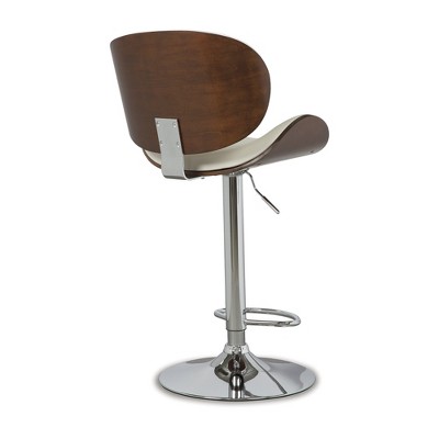 Adjustable Height Swivel Bar Stool in Brown & Bone White