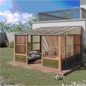 Erommy 10ft x 12ft Wall Mounted Gazebo, All-Season Aluminum Patio Gazebo with Side Door, Outdoor Permanent Sunroom - 1 of 4