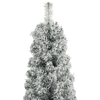 Slim 106.3" White PVC Outdoor Christmas Tree with Metal Stand