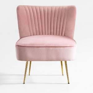 WestinTrends Phoebe Upholstered Tufted Velvet Accent Chair With Metal Leg - 1 of 4