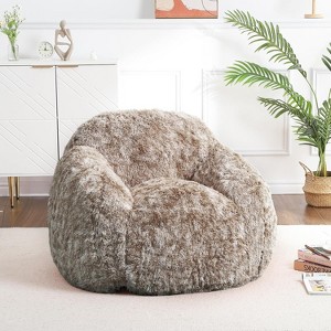 Bean Bag Chair, Adult Bean Bag Couch with Armrest, Soft Fluffy Faux Fur Beanbag Chair for Reading, Plush Lazy Sofa High-Density Foam Floor Sofa - 1 of 4
