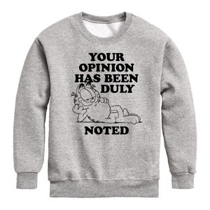 Boys' - Garfield - Your Opinion Has Been Duly Noted Graphic Long Sleeve Fleece Sweatshirt - 1 of 4