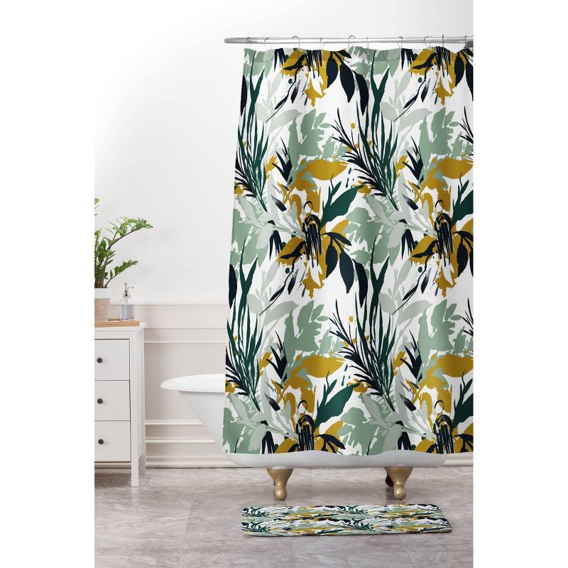 Marta Barragan Camarasa Botanical Brushstrokes Leaf Shower Curtain Green/Gold - Deny Designs, 4 of 7