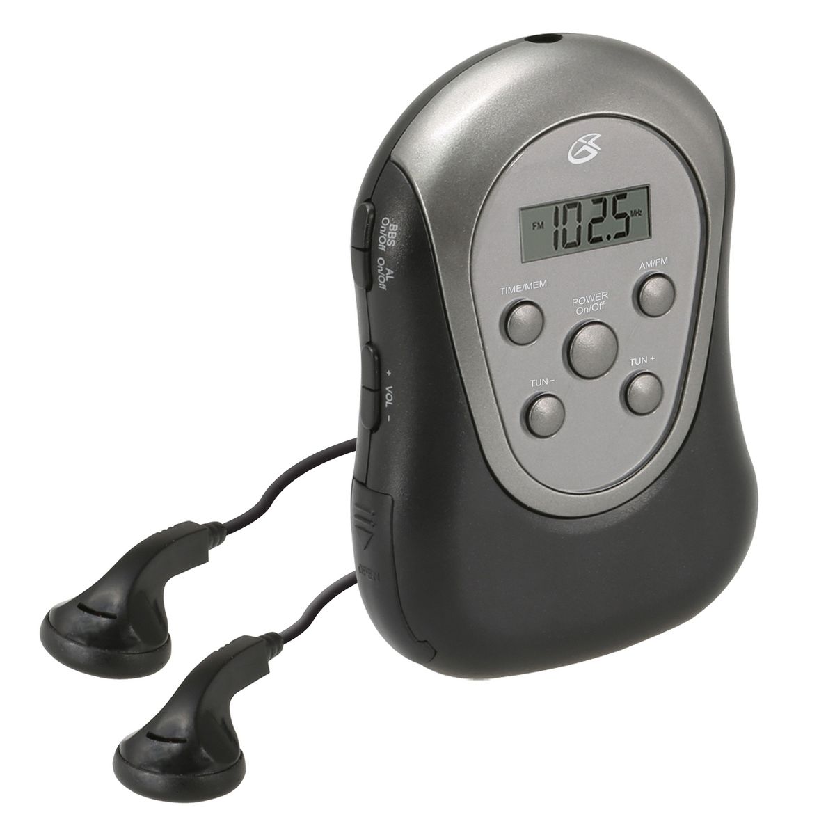 GPX® Portable AM/FM Armband Radio with Earbud Heaphones, Black and Silver, R300S