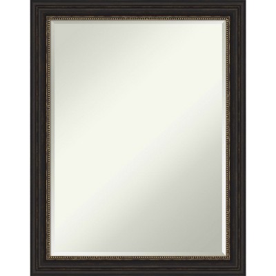 Amanti Art Accent Bronze Narrow Petite Bevel Bathroom Wall Mirror 27.5 x 21.5 in.