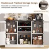 Vividwood Farmhouse Bar Cabinet with Acrylic Doors – Coffee & Wine Storage with Open Shelves & Cup Hooks – Rustic Kitchen Hutch Sideboard Grey - 4 of 4