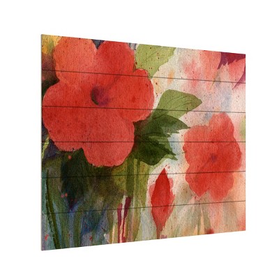 Trademark Fine Art -Sheila Golden 'Red Blossoms' Wood Slat Art