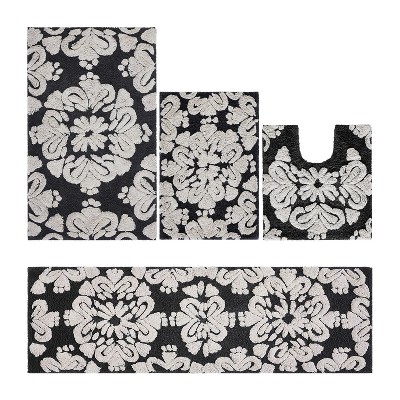 Medallion Collection 4 Piece 100% Cotton Tufted Bathroom Rug Set  with Non-Slip Backing, Machine Washable, Tumble Dry Bath Mat