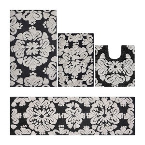 Medallion Collection 4 Piece 100% Cotton Tufted Bathroom Rug Set  with Non-Slip Backing, Machine Washable, Tumble Dry Bath Mat - 1 of 4