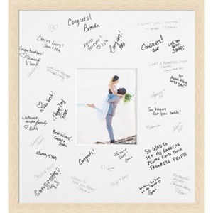 Woodgrain Signature Mat Picture Frame – Guest Book Alternative for Weddings, Graduations, or Retirement – Autograph Photo Mat for Signature Board - 1 of 4