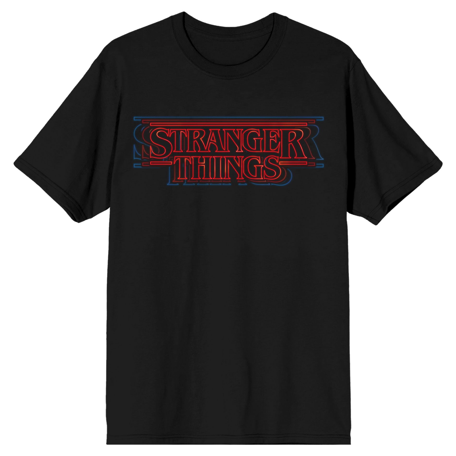 Stranger Things Outline Logo Tee – Black Short Sleeve T-Shirt