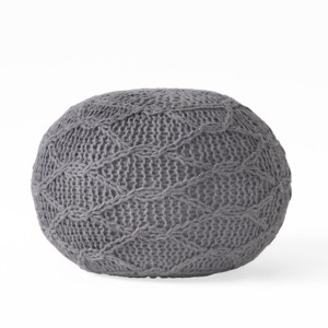 GlasFlength Bean Bag Seats Comfortable Soft Modern Knit Weave Round Pouf Elegant Design for Living Room Bedroom, Black, 20"*20"*14" - 1 of 4