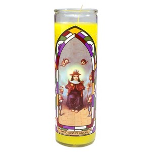 Jar Candle Santo Nino de Atocha Yellow - Continental Candle: Religious Prayer, Unscented, Glass Container - 1 of 4