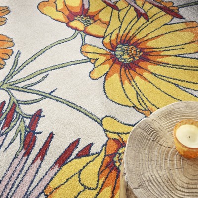 Allur Blossom Ivory Multicolor 8' x 10' Synthetic Easy-Care Area Rug