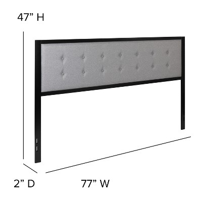 Bristol Light Gray Fabric Tufted King Size Metal Headboard