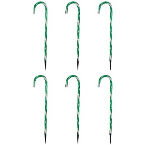 Northlight Lighted Candy Cane Outdoor Christmas Pathway Markers - 28" - Green - Set of 6 - 1 of 4