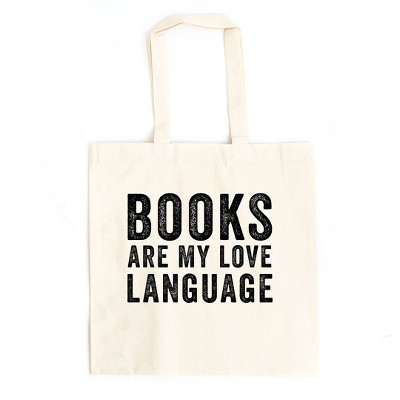 City Creek Prints Books are my love language Canvas Tote Bag - 15x16 - Natural