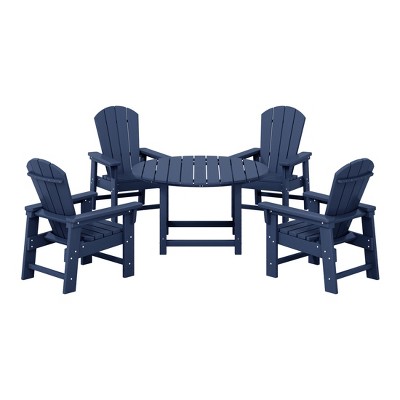 WestinTrends Malibu Kids 5-Piece HDPE Outdoor Patio Round Dining Table and Chairs Set