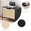 1PC Rattan Storage Ottoman - with 2 Safety Hinges & 15mm Thickened Panel - Flip-Top Entryway Bench, Black Oak - 3 of 4