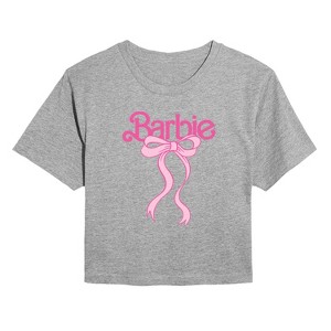 Women's - Barbie - Logo Coquette Bow Cropped Graphic T-Shirt - 1 of 4