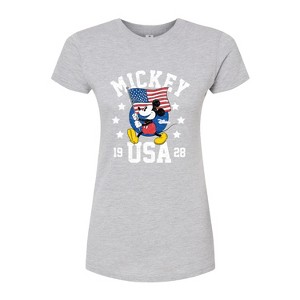 Women's - Disney - Mickey Waving Flag USA Fitted Graphic T-Shirt - 1 of 3