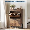 Shoe Storage Organizer with 2 Flip Drawers and 1 Drawer, Narrow Freestanding Shoe Cabinet with 3-Tier Adjustable Shelves,Brown. - 3 of 4