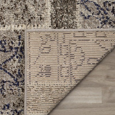 Azure Geometric Bliss 47" Synthetic Easy-Care Area Rug