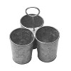 Towle Living Galvanized Round Caddy - 3 Compartments, 7.25" x 10", Metal Rustic Style, Serving Farmhouse Flatware Storage - 3 of 4