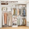 FURNIinspire Garment Racks Wood Closet Organizer System, Garment Racks Sets Closet Storage With 6 Shelves, 3 Expandable Rods, White, 96"*16"*75" - 3 of 4