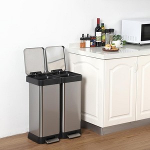 GustoWave 16 Gallon Dual Compartment Trash and Recycling Bin for Home/Office (60L 2x30L without inner bucket) - 1 of 4